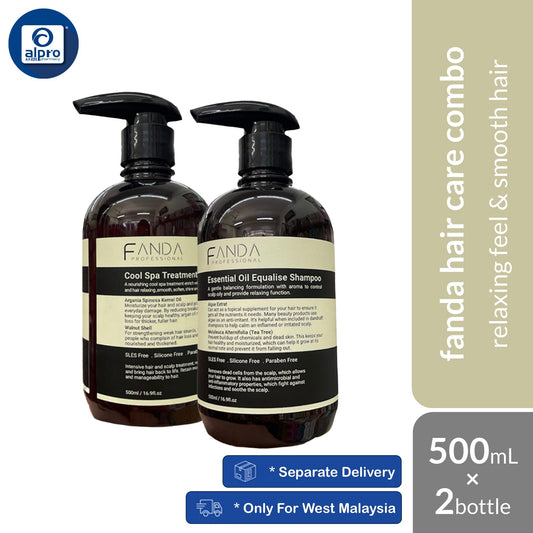 Fanda Essential Oil Equalise Shampoo 500m and/or Cool Spa Treatment 500mL Combo | Relaxing Feel & Smooth Hair FANDA