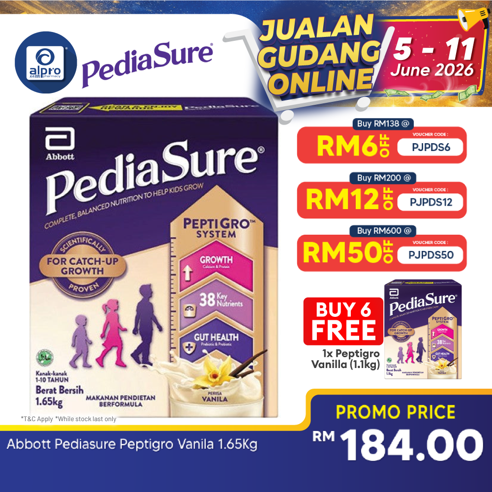 Abbott PediaSure PeptiGro Vanilla 1.65kg | Complete Nutrition for Growing Children Pediasure