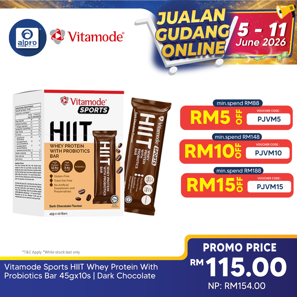 Vitamode Sports HIIT Whey Protein With Probiotics Bar 45gx10s | Dark Chocolate Vitamode