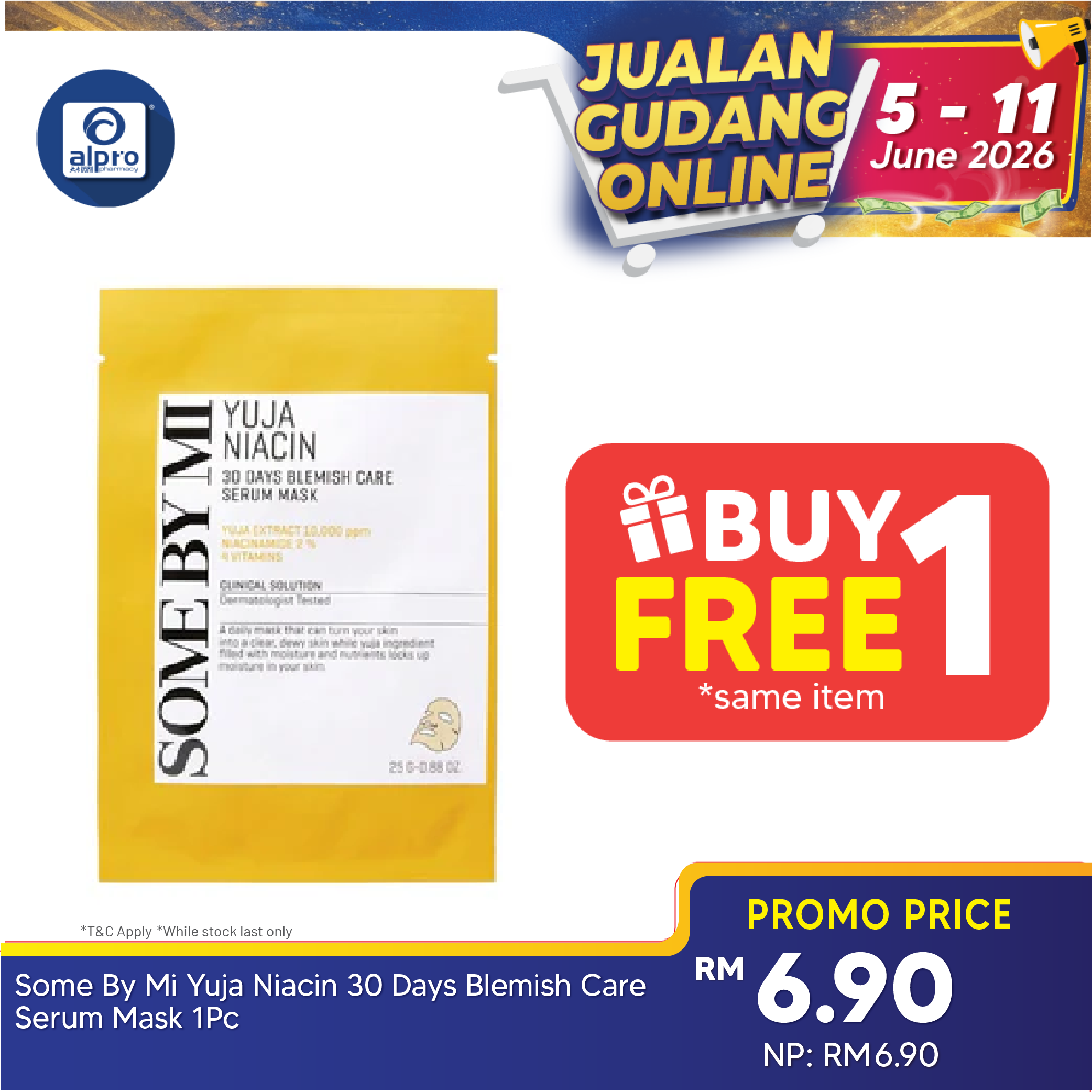 (WS) Some By Mi Yuja Niacin 30 Days Blemish Care Serum Mask 1pc Some By Mi