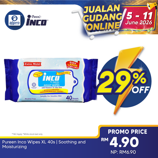 Pureen Inco Wipes XL 40s | Soothing and Moisturizing Pureen