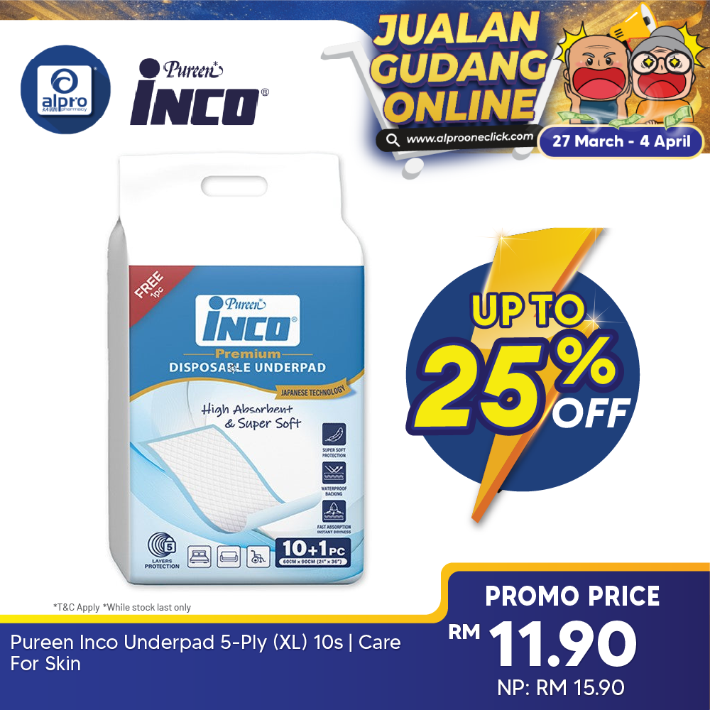 Pureen Inco Underpad 5-Ply (XL) 10s | Care For Skin Pureen