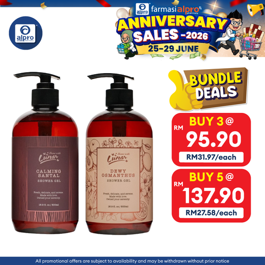 Lunar Night Time Shower Gel (Calming Santal/ Dewy Osmanthus) 500mL | Intensely Moisturising & Soften Skin Lunar