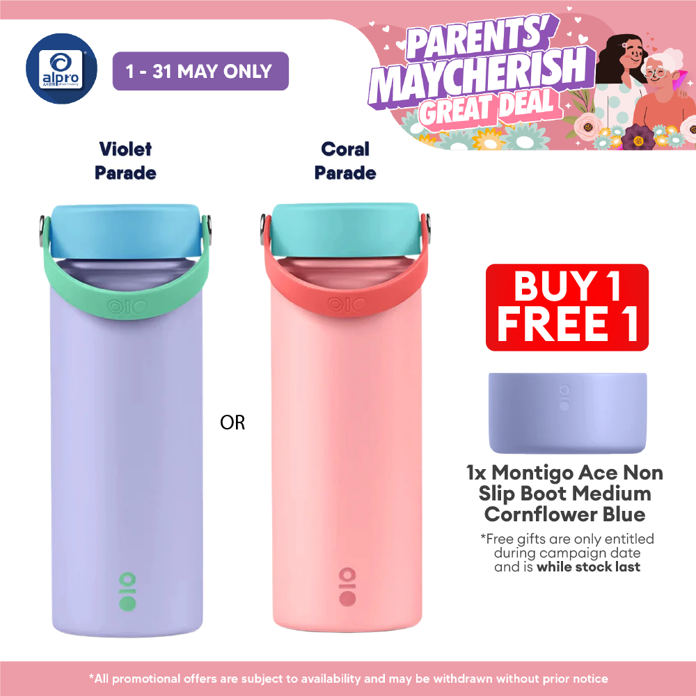 Montigo Palette Parade Ace Mega (Violet/ Coral) Parade 530mL | Playful Vibrant Hues & Double-Wall Vacuum Insulation Montigo