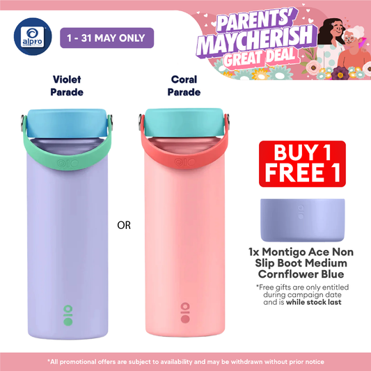 Montigo Palette Parade Ace Mega (Violet/ Coral) Parade 530mL | Playful Vibrant Hues & Double-Wall Vacuum Insulation Montigo
