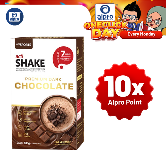 ActiShake Premium Dark Chocolate 52g 7s | Balanced High Protein Nutrition Shake Actisport