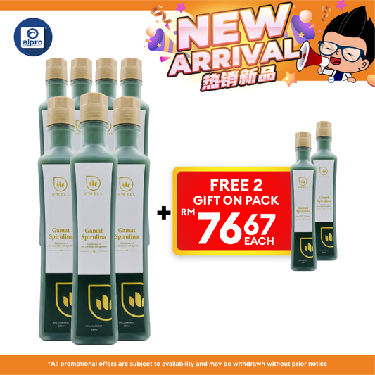D'Well Gamat Spirulina 500mL ×7 Bottles (+2 FOC) | Boosts Overall Heath & Well Being D Well