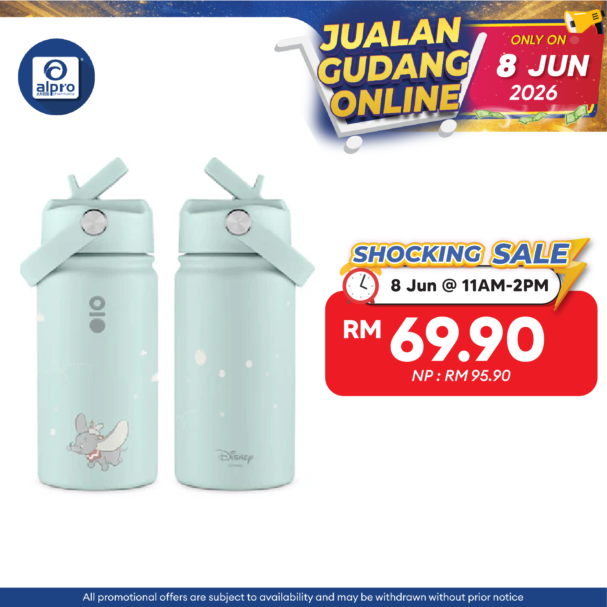 Montigo Disney Classics Ace Bottle Mini (Bambi/ Dumbo/ Lion King) 410ml | Disney’s Iconic Whimsical Childhood Friends Montigo