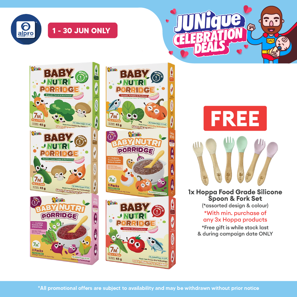 Hoppa Baby Nutri Porridge 45g (15g ×3s) | Freeze-Dried Ready Baby Meal (7 Months+) Hoppa