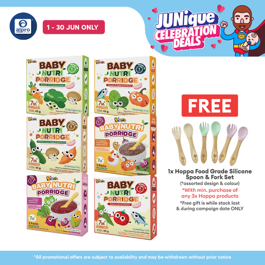 Hoppa Baby Nutri Porridge 45g (15g ×3s) | Freeze-Dried Ready Baby Meal (7 Months+) Hoppa