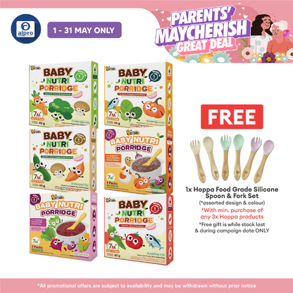 Hoppa Baby Nutri Porridge 45g (15g ×3s) | Freeze-Dried Ready Baby Meal (7 Months+) Hoppa