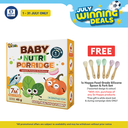 Hoppa Baby Nutri Porridge 45g (15g ×3s) | Freeze-Dried Ready Baby Meal (7 Months+) Hoppa