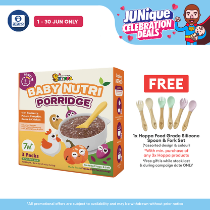 Hoppa Baby Nutri Porridge 45g (15g ×3s) | Freeze-Dried Ready Baby Meal (7 Months+) Hoppa
