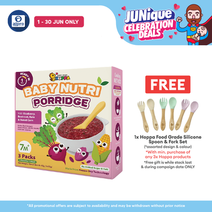 Hoppa Baby Nutri Porridge 45g (15g ×3s) | Freeze-Dried Ready Baby Meal (7 Months+) Hoppa