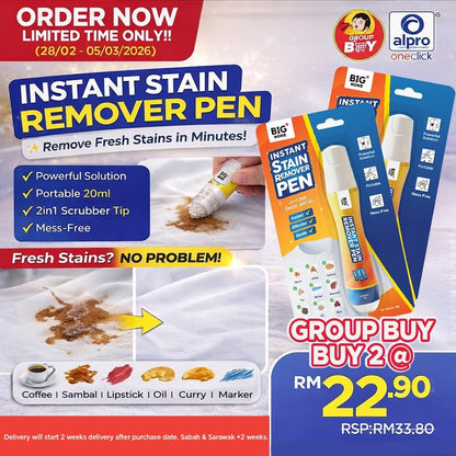 [Group Buy Delivery Starts 30/3/2026] Big + Instant Stain Remover Pen 20ml | Powerful Group Buy