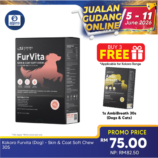 Kokoro Furvita (Dog) - Skin & Coat Soft Chew 30s | Restore The Skin Barrier Kokoropet