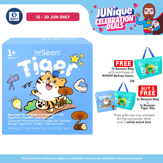 BeSeen Tiger Kids Eye Health Nutrition with Tiger Milk Mushroom 30s | Daily Wellness & Eye Support for Kids Beseen