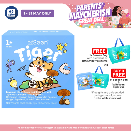 BeSeen Tiger Kids Eye Health Nutrition with Tiger Milk Mushroom 30s | Daily Wellness & Eye Support for Kids Beseen