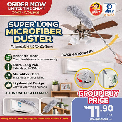 [Group Buy Delivery Starts: 7/4/2026] Microfiber Cleaning Duster With Bendable Head | Super Long Group Buy