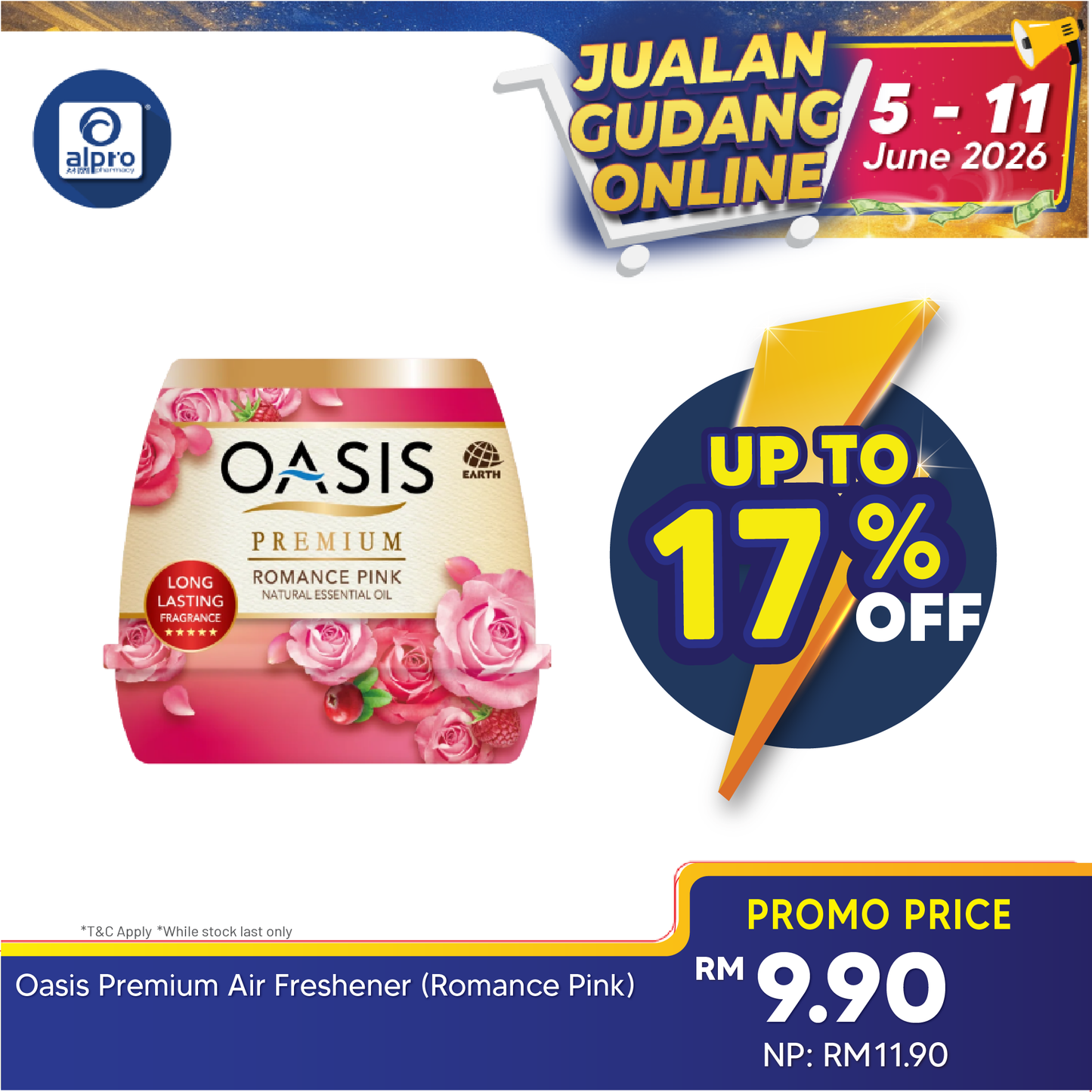 Oasis Premium Air Freshener 200g (Romance Pink/Café Bloom/Berry Wave) Oasis