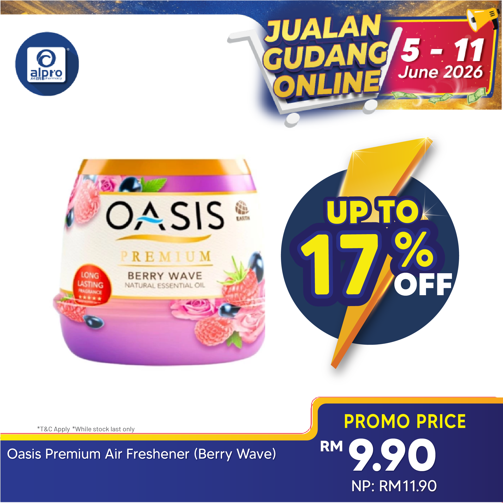 Oasis Premium Air Freshener 200g (Romance Pink/Café Bloom/Berry Wave) Oasis