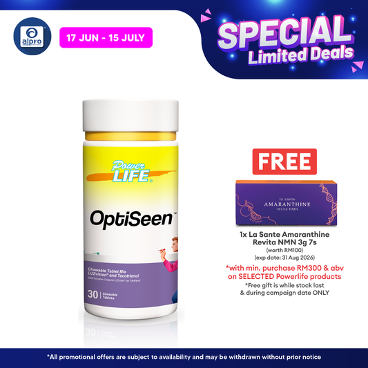 Powerlife Optiseen Chewable Tablet 30s | Eye Supplement for Screen Users Powerlife