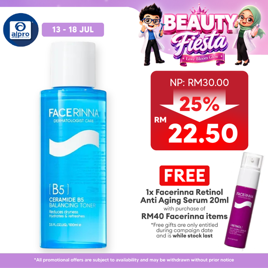 Facerinna Ceramide B5 Balancing Toner 100mL | Smoothens & Supple Skin Facerinna