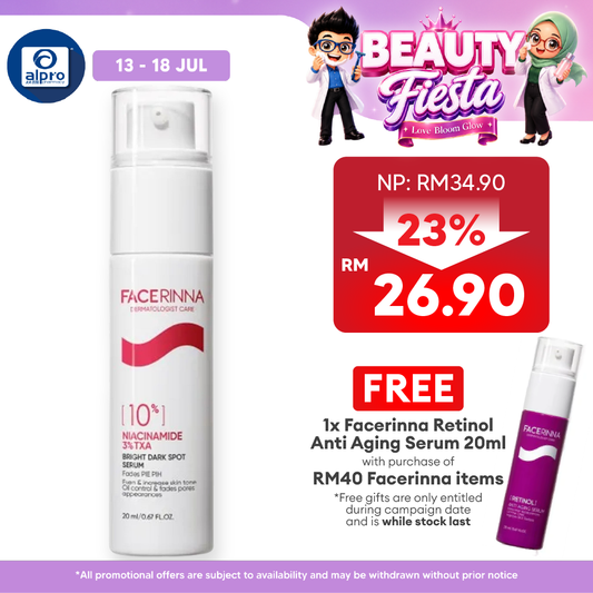 Facerinna 10% Niacinamide 3% TXA Bright Dark Spot Serum 20mL | Lightweight & Quick Absorb Facerinna