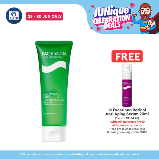 Facerinna Salicylic Acid Acne Gel Cleanser 120mL | Gently Cleanse & Hydrate Skin Facerinna