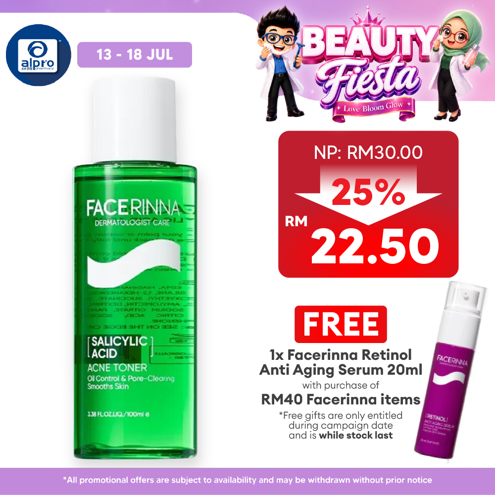 Facerinna Salicylic Acid Acne Toner 100mL | Refines Skin Texture & Hydrating Facerinna