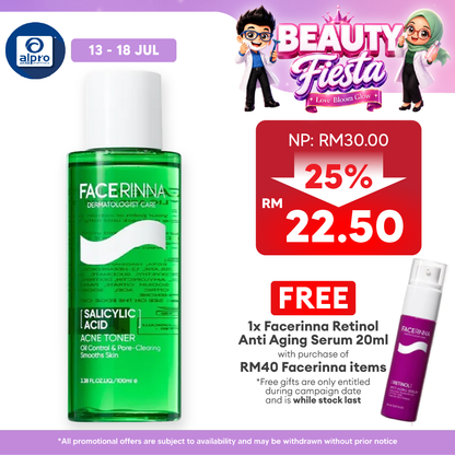 Facerinna Salicylic Acid Acne Toner 100mL | Refines Skin Texture & Hydrating Facerinna