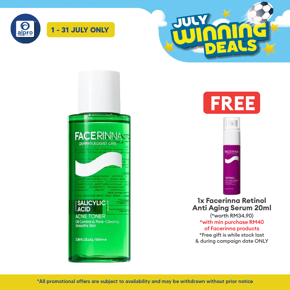 Facerinna Salicylic Acid Acne Toner 100mL | Refines Skin Texture & Hydrating Facerinna