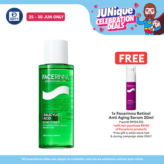 Facerinna Salicylic Acid Acne Toner 100mL | Refines Skin Texture & Hydrating Facerinna