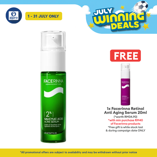 Facerinna 2% Salicylic Acid Acne Serum 20mL | Lightweight Exfoliating Serum Facerinna
