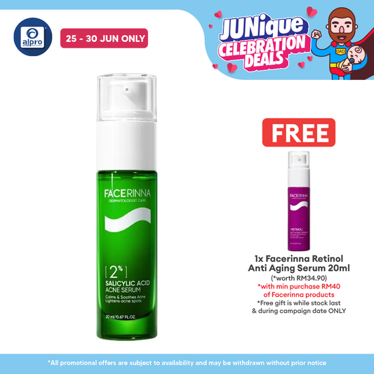 Facerinna 2% Salicylic Acid Acne Serum 20mL | Lightweight Exfoliating Serum Facerinna