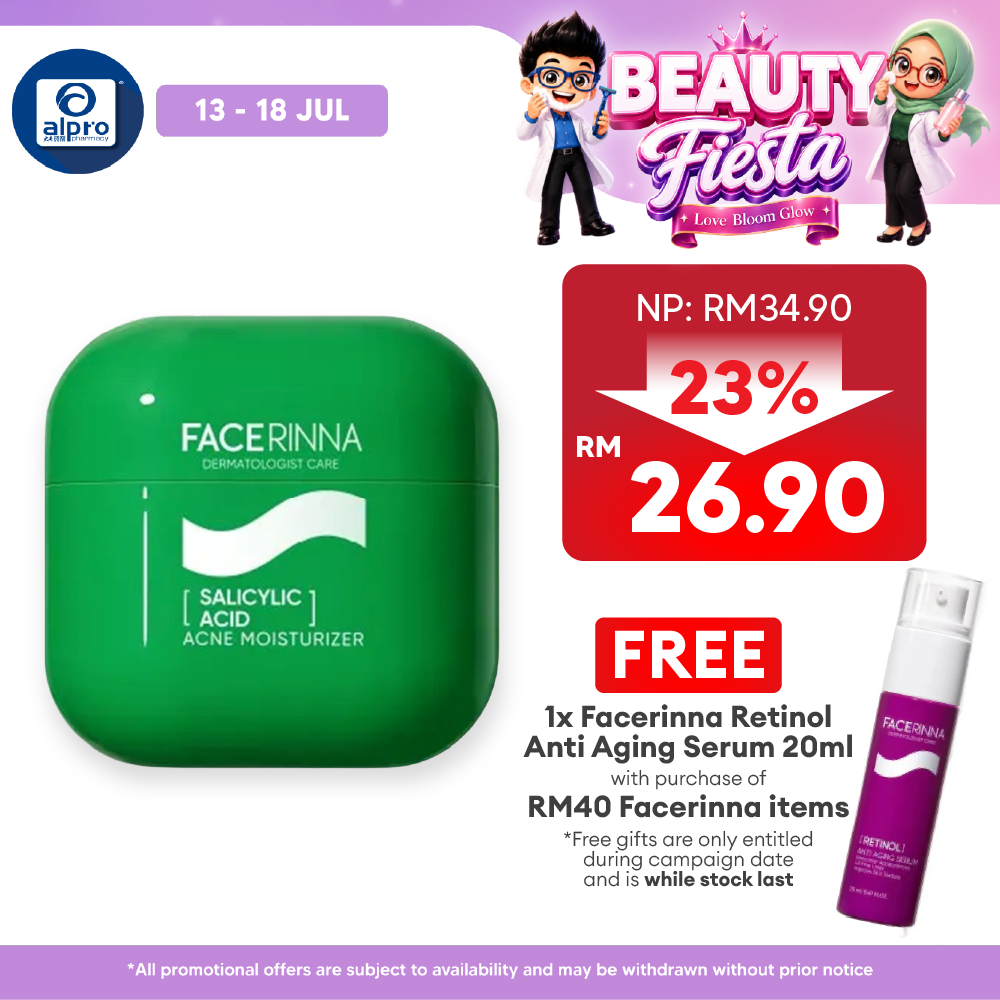 Facerinna Salicylic Acid Acne Moisturizer 30g | Helps To Treat & Prevent Breakouts Facerinna