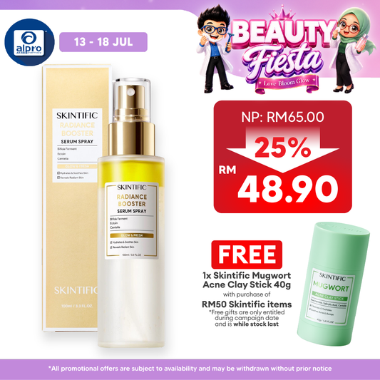 Skintific Radiance Serum Spray 100mL | 3-In-One Serum, Primer & Setting Spray Skintific