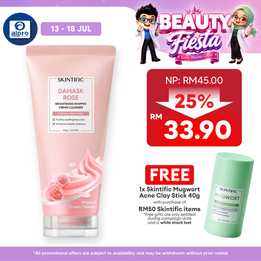 Skintific Damask Rose Brightening Whipped Cream Cleanser 120g | Dessert Inspired Star-Shaped Whipped Cream Skintific