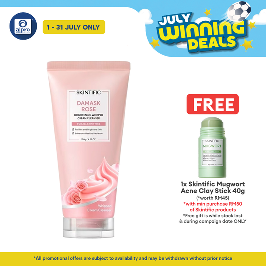 Skintific Damask Rose Brightening Whipped Cream Cleanser 120g | Dessert Inspired Star-Shaped Whipped Cream Skintific
