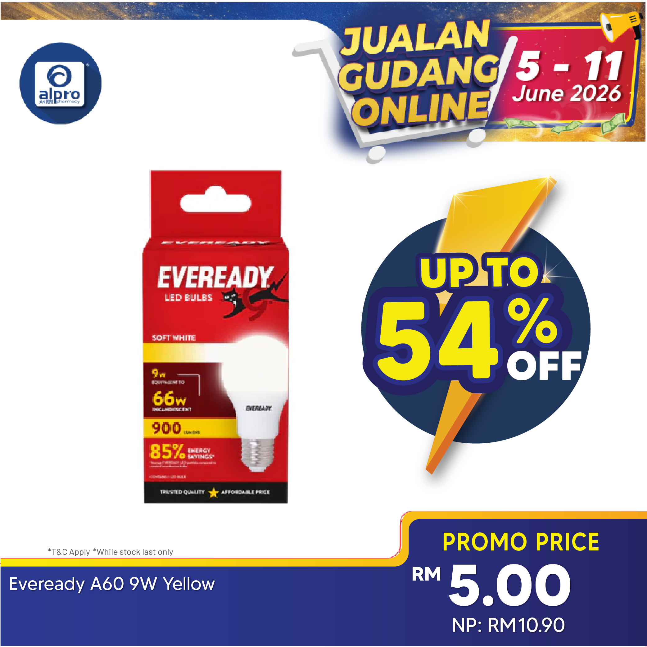 Eveready A60 Led Light Bulb 9w 1s (Daylight/Soft White) Eveready