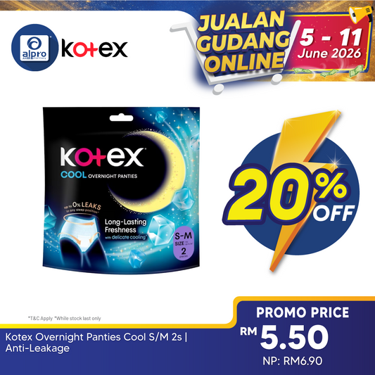 Kotex Overnight Panties Cool S/M 2s | Anti-Leakage Kotex