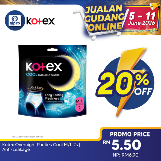 Kotex Overnight Panties Cool M/L 2s | Anti-Leakage Kotex