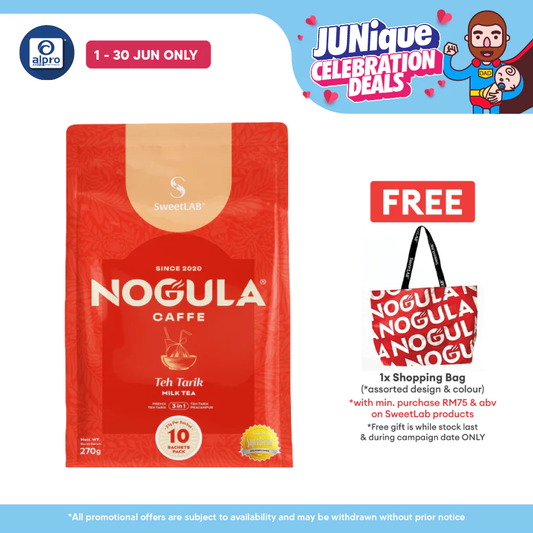 SWEETLAB Nogula Caffe Teh Tarik ( 10 Sachets) | Ceylon Black Tea, No Sugar Added SweetLAB