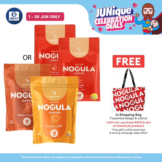 SweetLab NOGULA Caffe (Arabica Coffee + Belgian Chocolate / Teh Tarik) - Twin-Pack Bundle 10s ×2packs SweetLAB