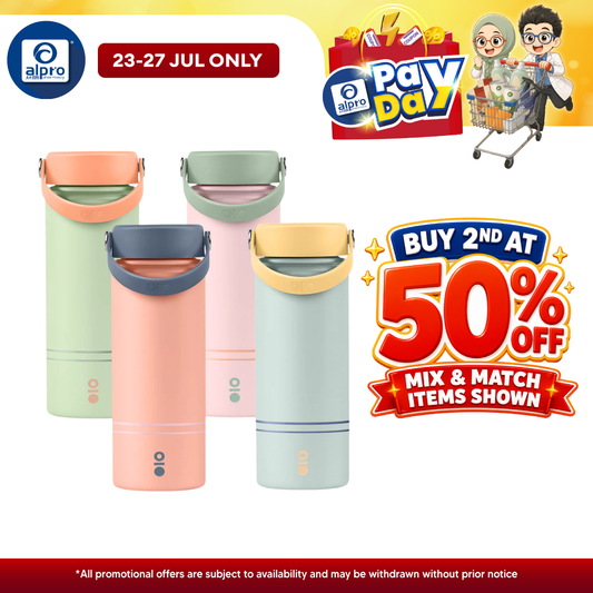 Montigo Ace Bottle Medium Retro Reel Collection (Navy Apricot / Apricot Mint / Celadon Pink / Gleam Ocean) 530mL Montigo
