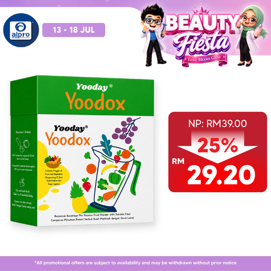 Yooday Yoodox Fibre Drink 15g ×15s | Botanical Beverage Mix Passion Fruit Powder with Soluble Fiber Yooday