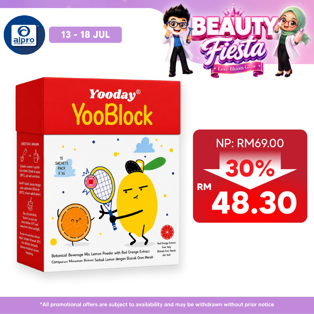 Yooday YooBlock Carb Blocker 3g ×15s | Botanical Beverage Mix Lemon Powder with Red Orange Extract Yooday