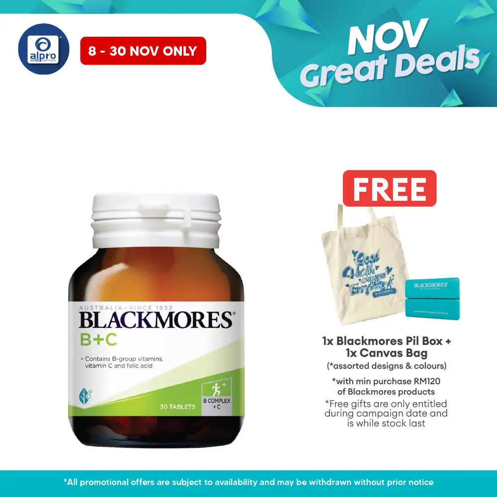 Blackmores Vitamin B+C 30s | Wellbeing Blackmores