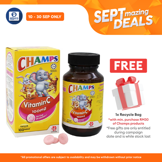 Champs C 100mg Strawberry 100s | Kids Vitamin C Champs