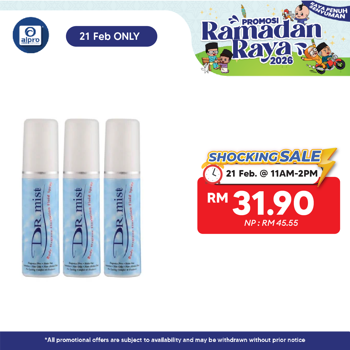 Dr. Mist Deodorant Spray Promo Pack 75ml 3s Dr.Mist